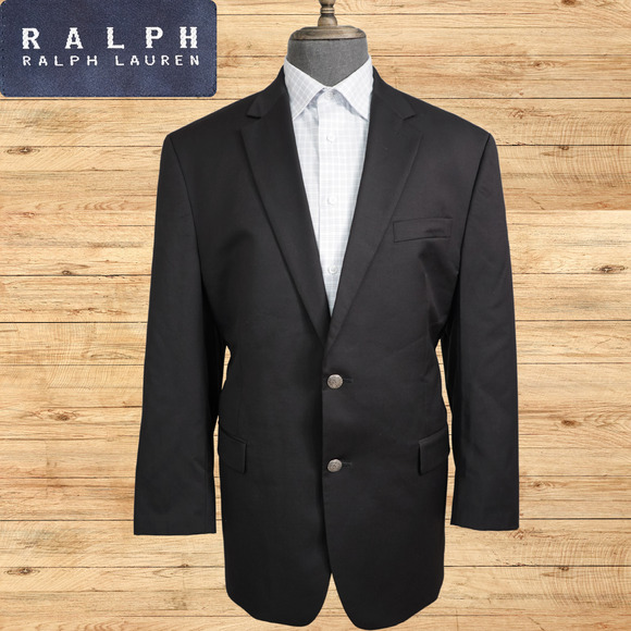 Ralph Ralph Lauren Blazer Mens Size 46R Black Silver Metal Buttons 100% Wool - Picture 1 of 9
